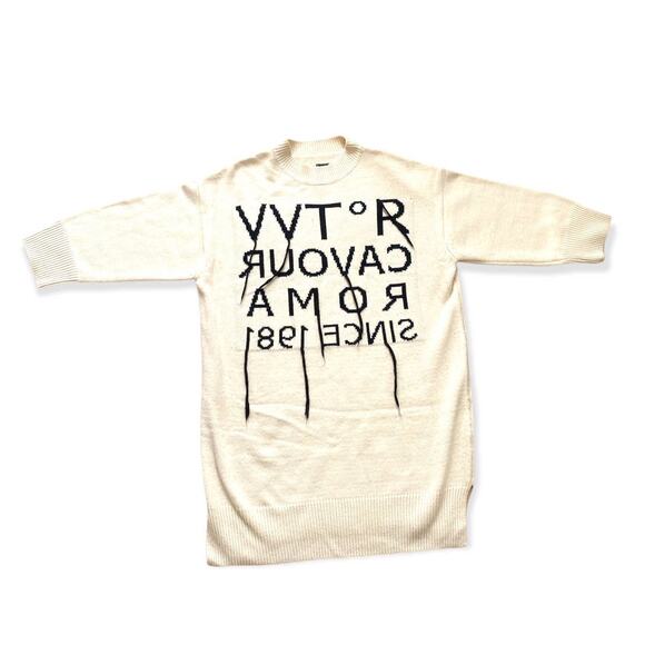 Cavour Roma Oversized Lettering Wool Blend Tunic Sweater Dress - Picture 6 of 8